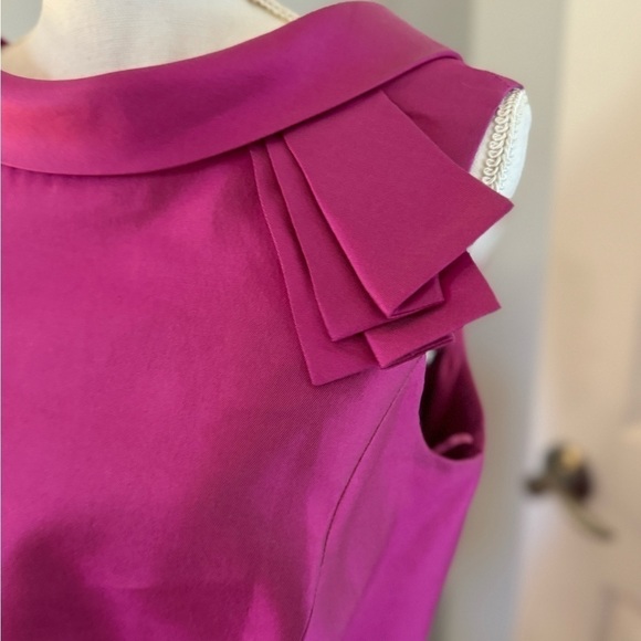Rickie Freeman For Teri Jon Fuchia Sleeveless Formal Silk Wool Blend Dress S 10 - Picture 4 of 16